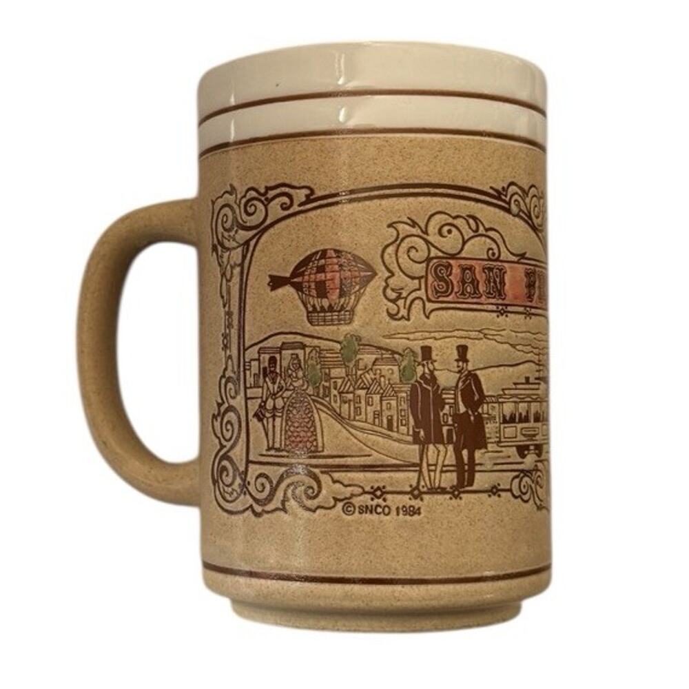 San Francisco Coffee Mug SNCO VTG 1984 Cable Car Design Carol Foldvary Anderson - Picture 2 of 8